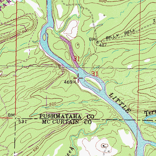 Topographic Map of Pine Knot Crossing, OK