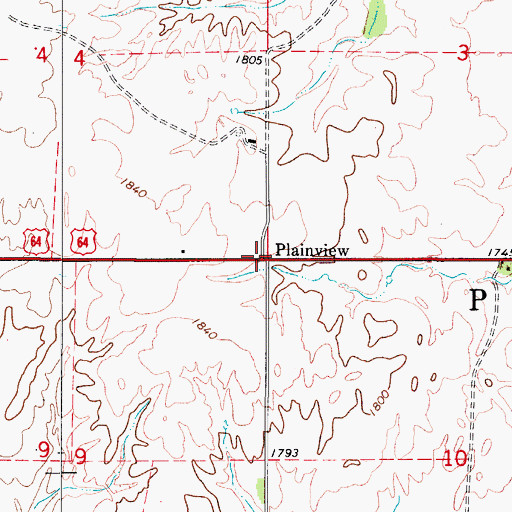 Topographic Map of Plainview, OK