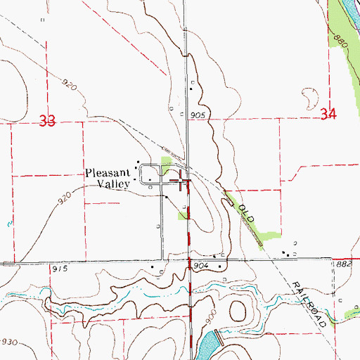 Topographic Map of Pleasant Valley, OK