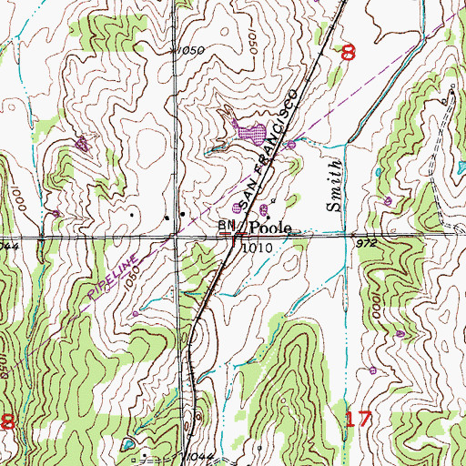 Topographic Map of Poole, OK