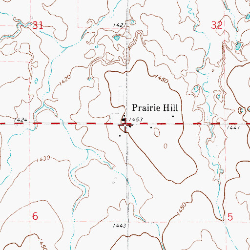 Topographic Map of Prairie Hill, OK