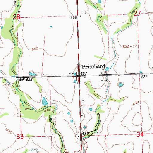 Topographic Map of Pritchard, OK