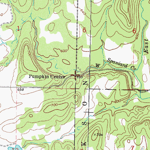Topographic Map of Pumpkin Center, OK