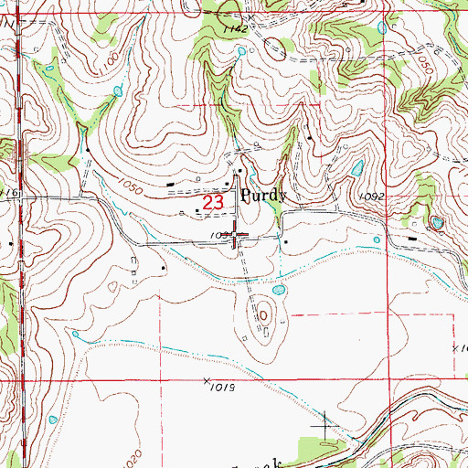 Topographic Map of Purdy, OK