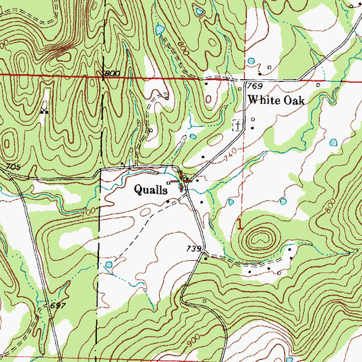 Topographic Map of Qualls, OK