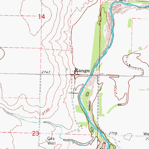 Topographic Map of Range, OK