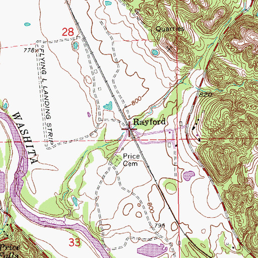 Topographic Map of Rayford, OK