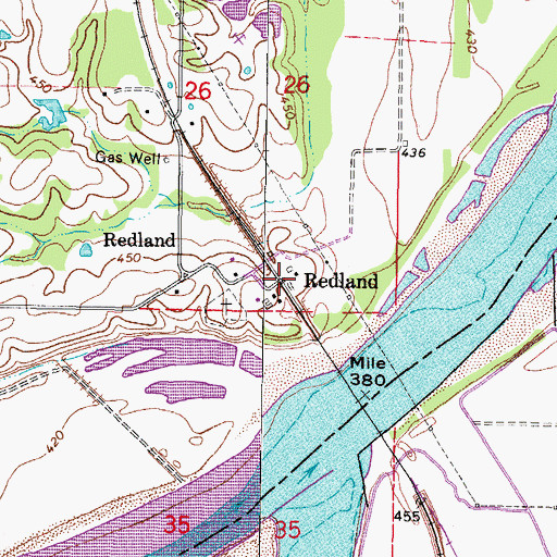 Topographic Map of Redland, OK