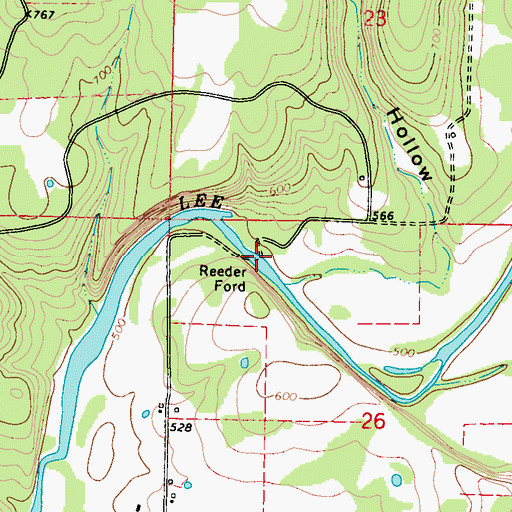Topographic Map of Reeder Ford, OK
