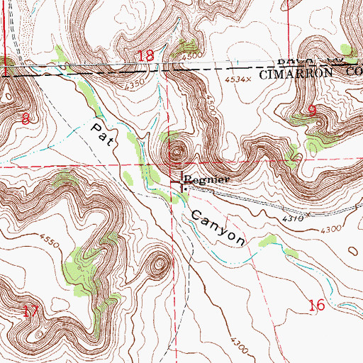 Topographic Map of Regnier, OK