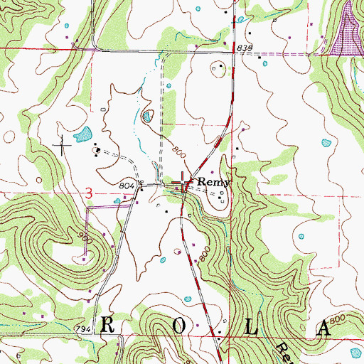 Topographic Map of Remy, OK