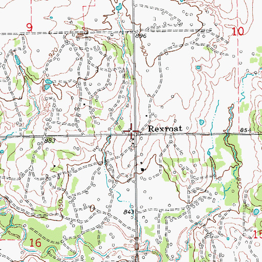Topographic Map of Rexroat, OK