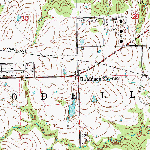 Topographic Map of Robinson Corner, OK