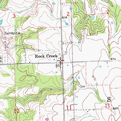 Topographic Map of Rock Creek, OK