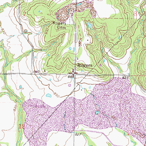 Topographic Map of Rogers, OK
