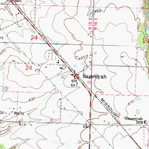 Topographic Map of Sageeyah, OK