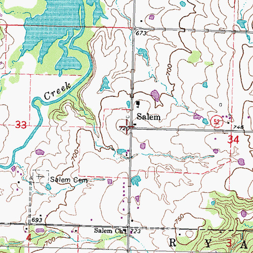 Topographic Map of Salem, OK