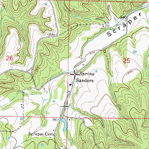 Topographic Map of Sanders, OK