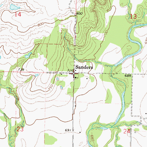 Topographic Map of Sanders, OK