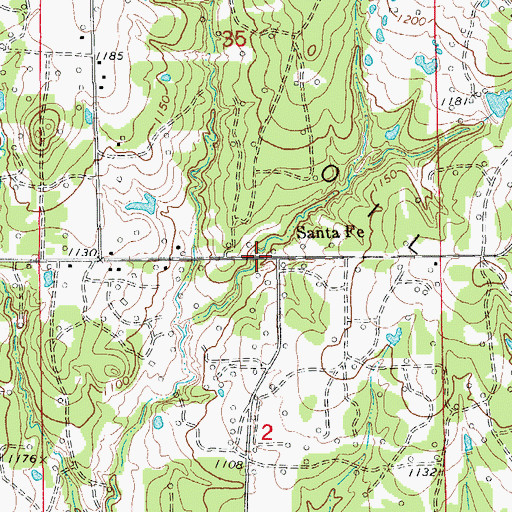 Topographic Map of Santa Fe, OK