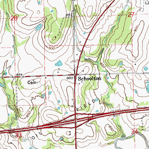 Topographic Map of Schoolton, OK