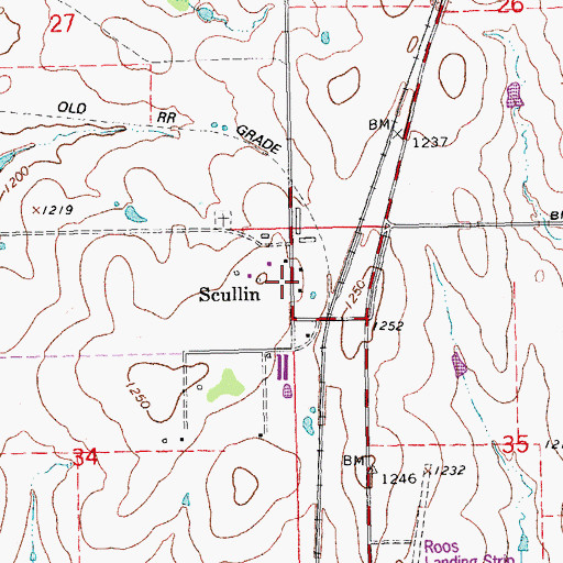 Topographic Map of Scullin, OK