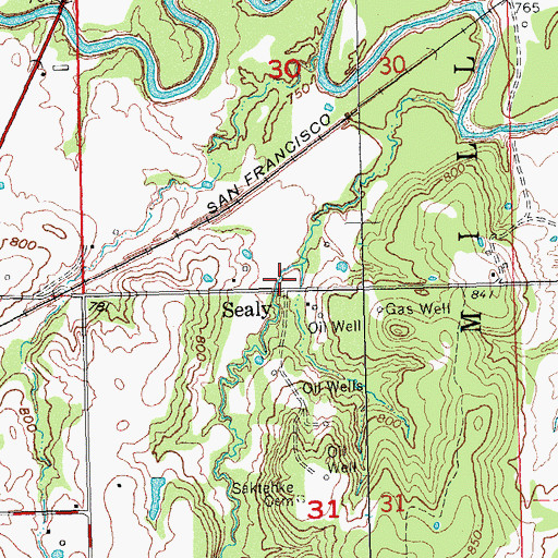 Topographic Map of Sealy, OK