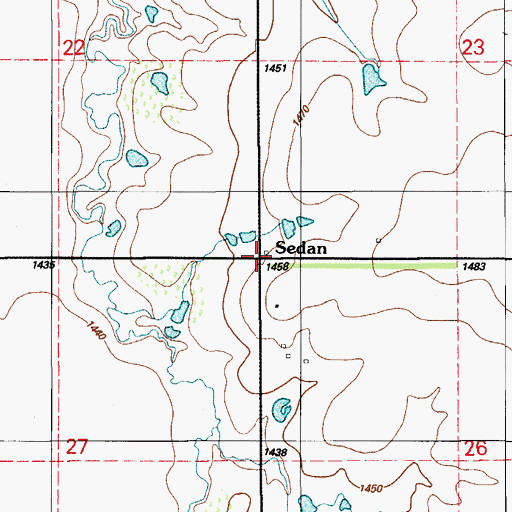 Topographic Map of Sedan, OK
