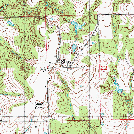 Topographic Map of Shay, OK