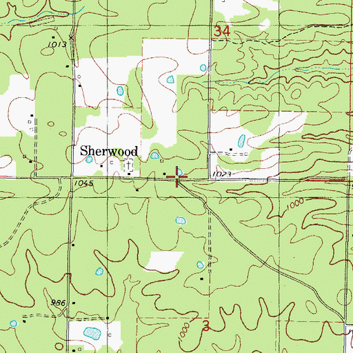 Topographic Map of Sherwood, OK