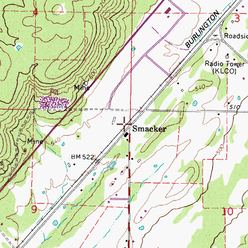 Topographic Map of Smacker, OK