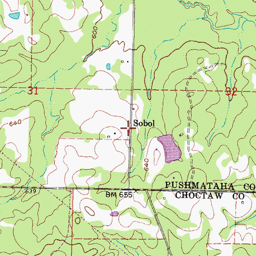 Topographic Map of Sobol, OK
