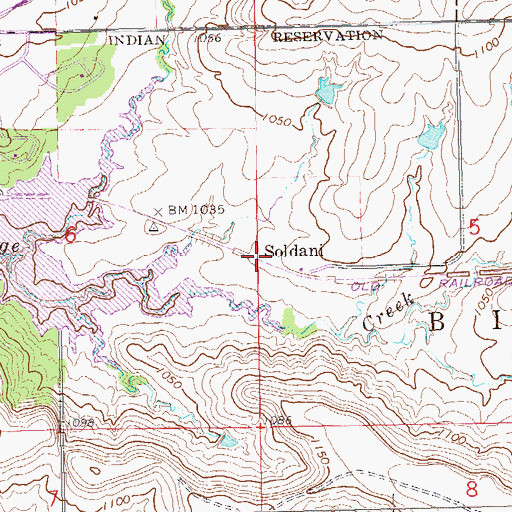 Topographic Map of Soldani, OK