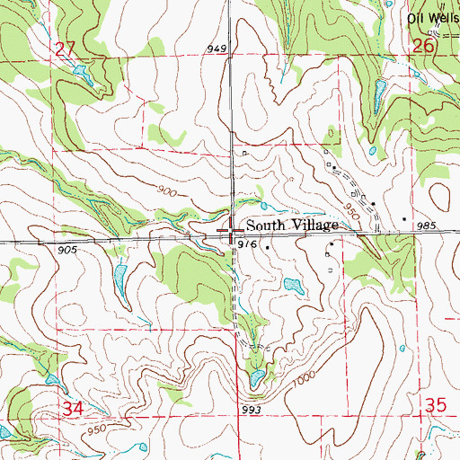 Topographic Map of South Village, OK