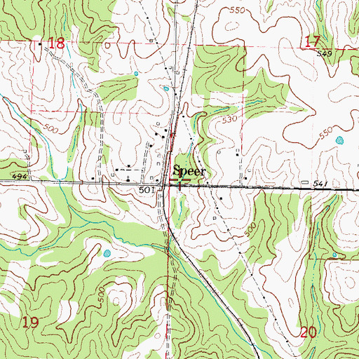 Topographic Map of Speer, OK
