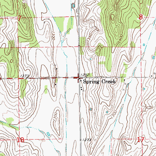 Topographic Map of Spring Creek, OK