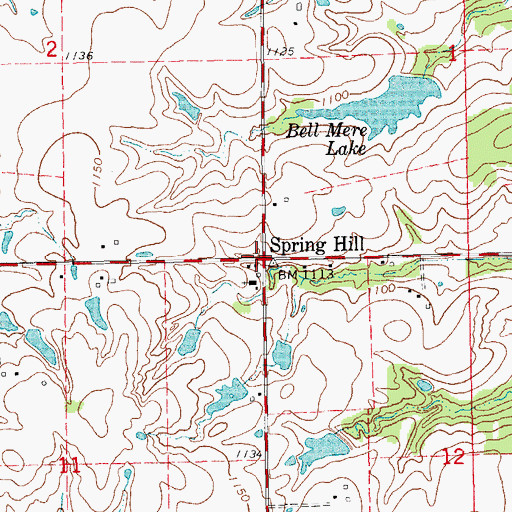 Topographic Map of Spring Hill, OK