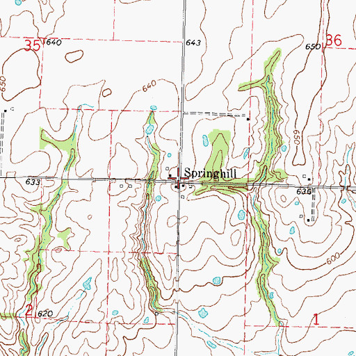 Topographic Map of Springhill, OK