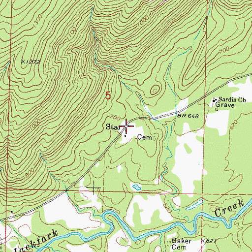 Topographic Map of Star, OK