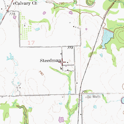 Topographic Map of Steedman, OK
