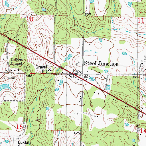 Topographic Map of Steel Junction, OK