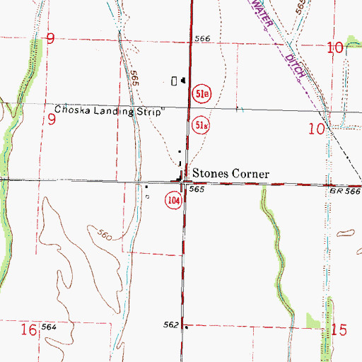 Topographic Map of Stones Corner, OK