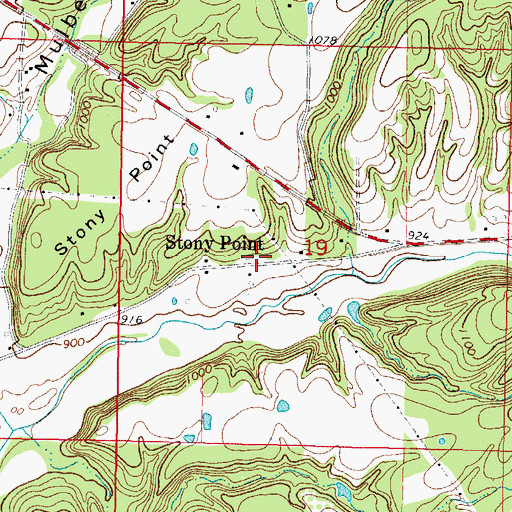 Topographic Map of Stony Point, OK