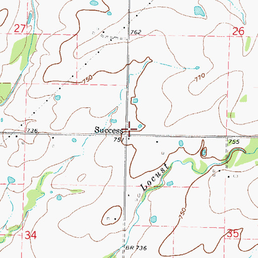 Topographic Map of Success, OK