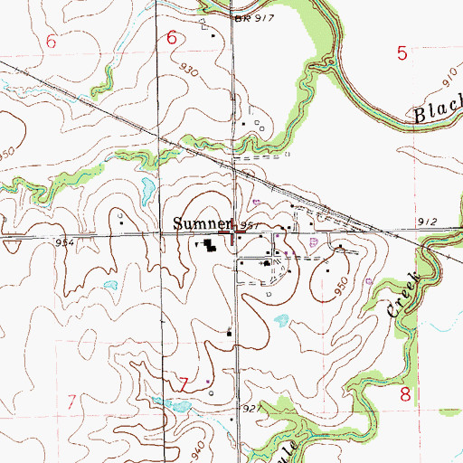 Topographic Map of Sumner, OK