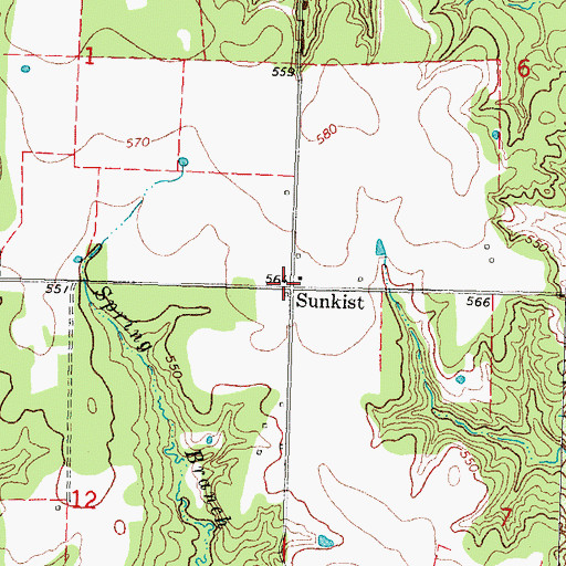 Topographic Map of Sunkist, OK