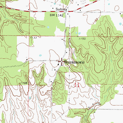 Topographic Map of Sycamore, OK