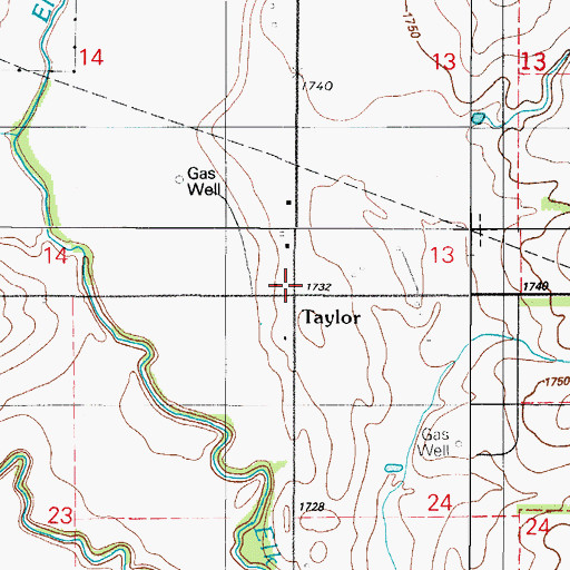 Topographic Map of Taylor, OK