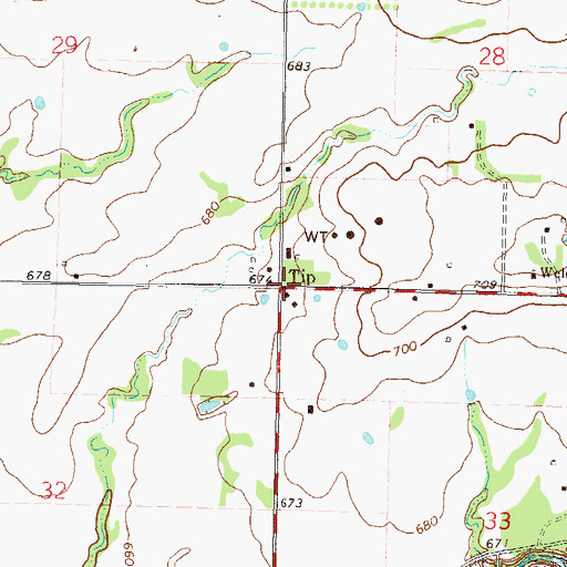 Topographic Map of Tip, OK