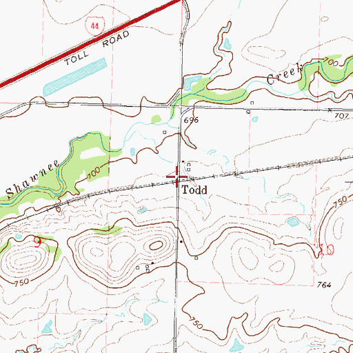 Topographic Map of Todd, OK
